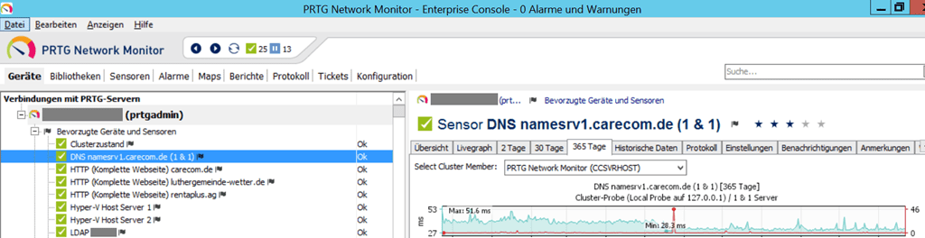 PRTG monitor enterprise console